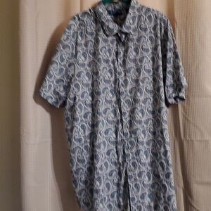 Perry Ellis Paisley Green Short Sleeve Button Up Size 2x